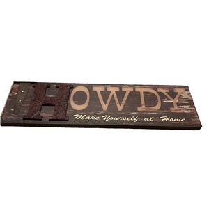 Western Theme Rustic Look "HOWDY" Wooden 24" X 7" Hanging Plaque Country Core